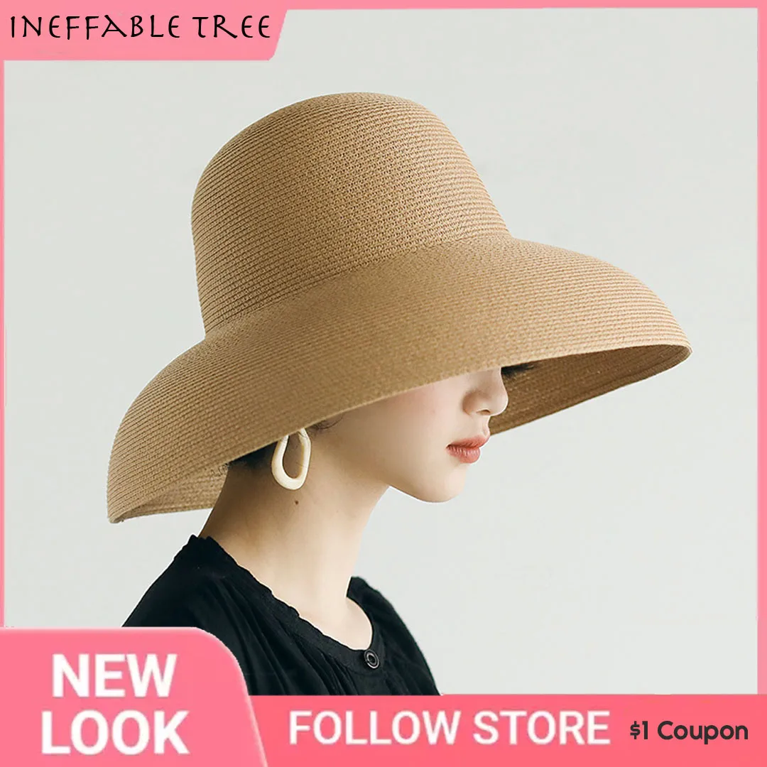 Lato w stylu Hepburn Vintage Design duży daszek słomkowy kapelusz kobiety dziewczęta jednokolorowe wakacje na… Lato w stylu Hepburn Vintage Design duży daszek słomkowy kapelusz kobiety dziewczęta jednokolorowe wakacje na…