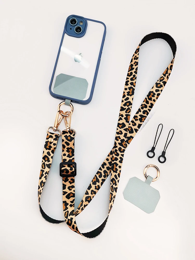 Leopard Print Crossbody Smycz do telefonu komórkowego Pasek na szyję Smycze do telefonu komórkowego Łańcuszek…