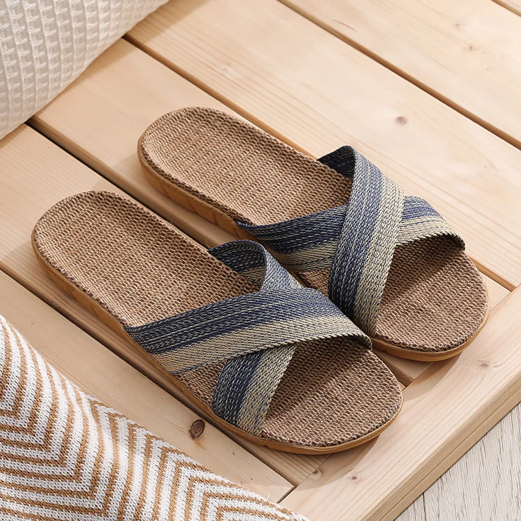 Letnie męskie kapcie lniane Casual lniane slajdy Multi-style antypoślizgowe klapki domowe buty wewnętrzne… Letnie męskie kapcie lniane Casual lniane slajdy Multi-style antypoślizgowe klapki domowe buty wewnętrzne…
