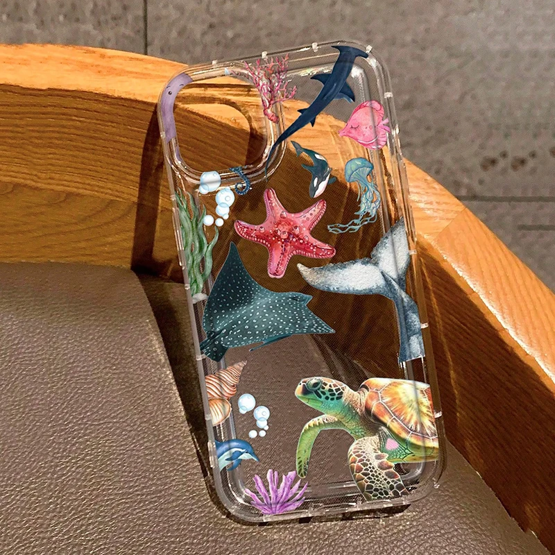 Letnie zwierzęta morskie z nadrukiem żółwia morskiego Przezroczyste etui na telefon iPhone 17 11 12 13 14 15… Letnie zwierzęta morskie z nadrukiem żółwia morskiego Przezroczyste etui na telefon iPhone 17 11 12 13 14 15…