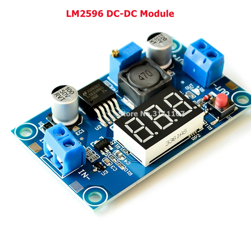 LM2596 DC-DC regulowany moduł obniżający z wyświetlacz do woltomierza LM2596 DC-DC regulowany moduł obniżający z wyświetlacz do woltomierza