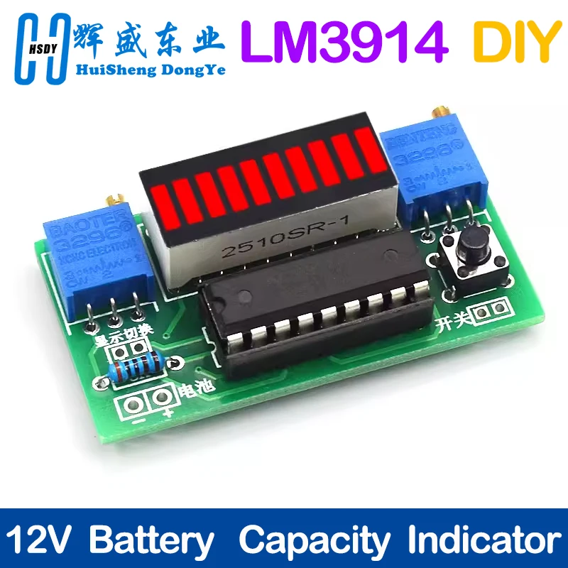 LM3914 10-segmentowy moduł wskaźnika pojemności baterii litowej 3,7 V 12 V Tester poziomu mocy Wyświetlacz LED…