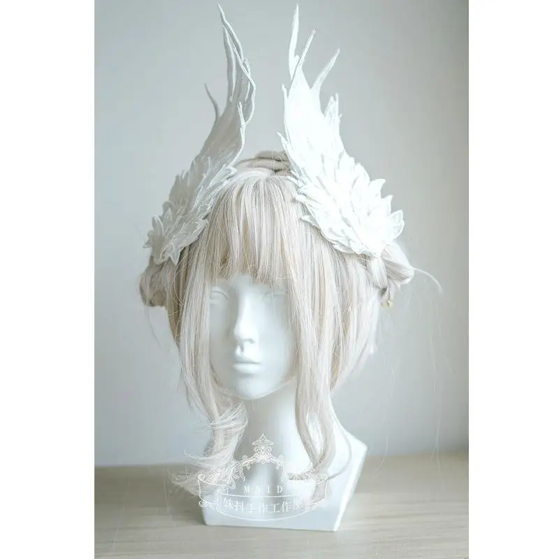 Lolita Nakrycie głowy Angel Wings Feather Black White Party Performance Style gothic lolita Wing Hair Ornament