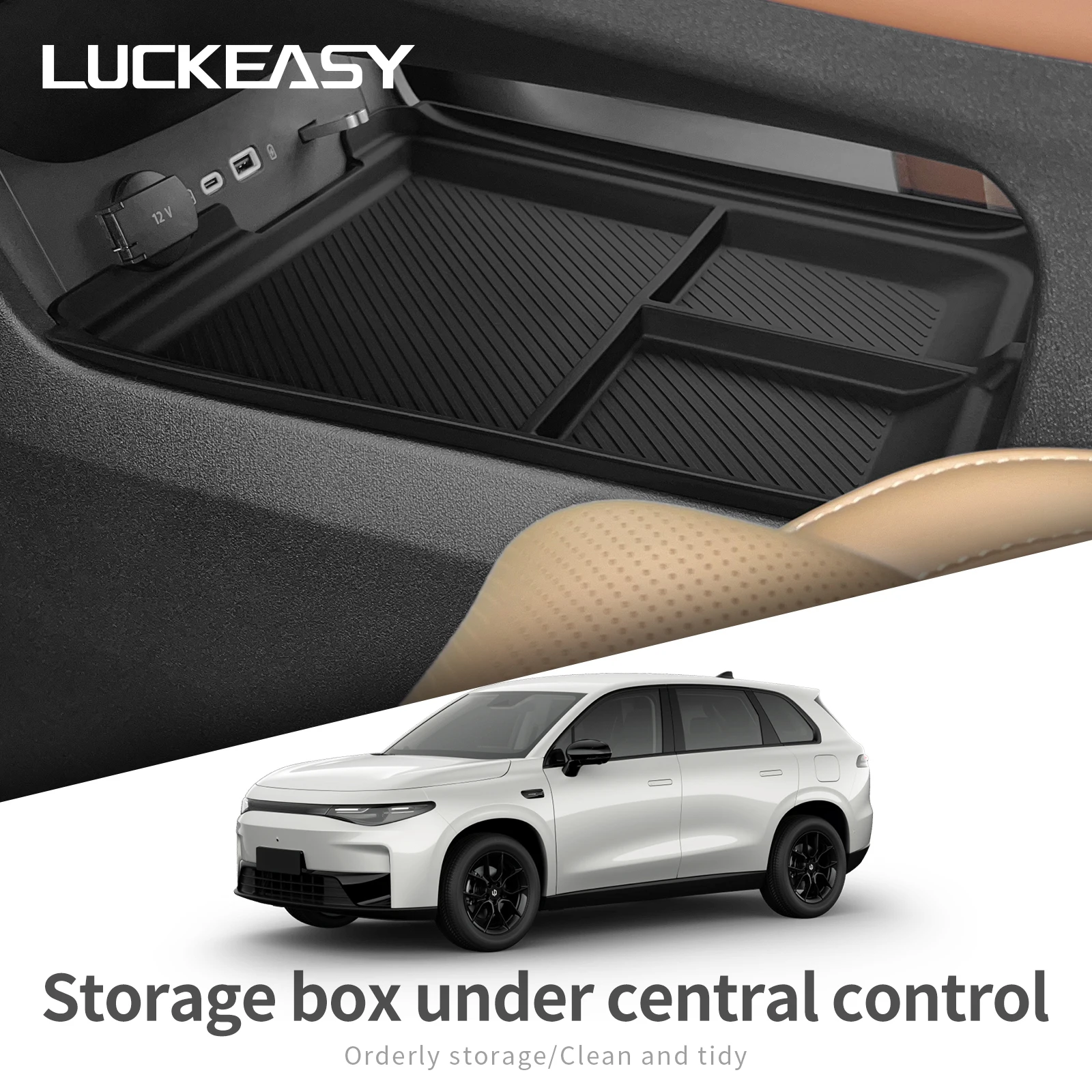 LUCKEASY do Leapmotor C10 2024 2025 Schowek na konsolę środkową, dolna przegródka, akcesoria do wnętrza…