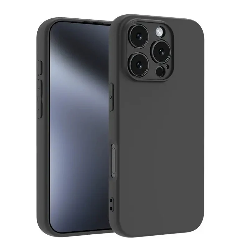 Luksusowe czarne silikonowe etui na telefon iPhone 11 12 13 14 15 16 Pro Max 15 Plus 12 Mini 16E Xr X Xs Max…