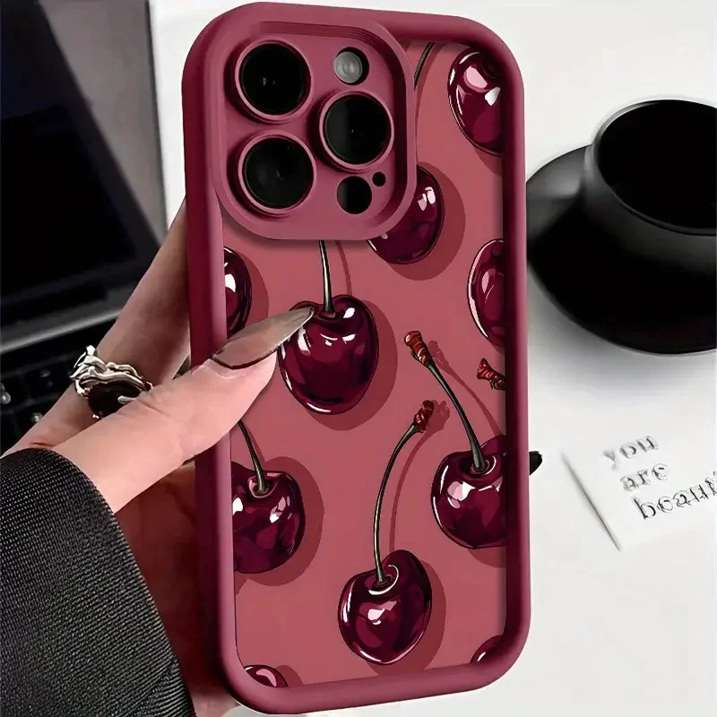 Luksusowe etui na telefon iPhone 16 15 17 Air 14 13 12 11 Pro Max 7 8 16 Plus 16e z nadrukiem w kolorze wina i…