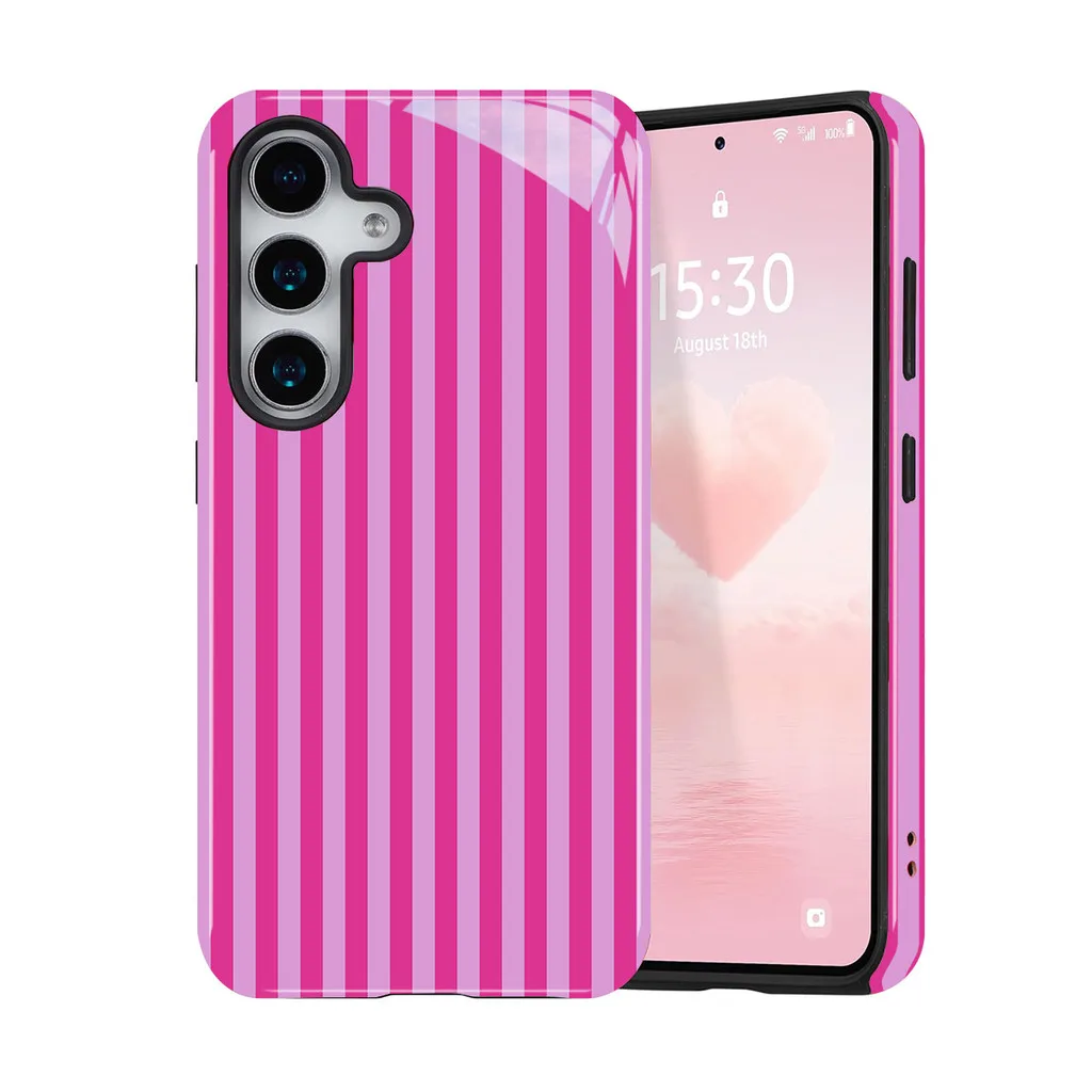 Luksusowe etui na telefon w stylu retro z różowymi paskami dla Samsunga S26 S23 S24 S25 Plus Ultra A16 A26 A36…
