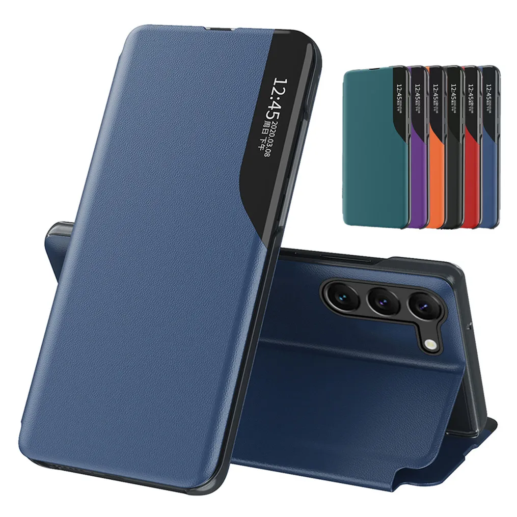 Luksusowe etui z klapką i funkcją Smart View do Samsung Galaxy S26 Ultra S25 S24 S23 FE A57 A37, pokrowiec w…