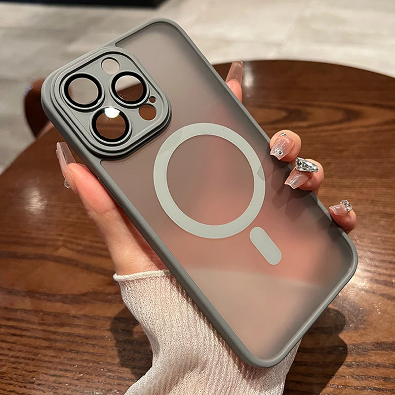 Luksusowe magnetyczne, odporne na wstrząsy, matowe, półprzezroczyste etui do iPhone’a 16 15 14 13 12 11 Pro…
