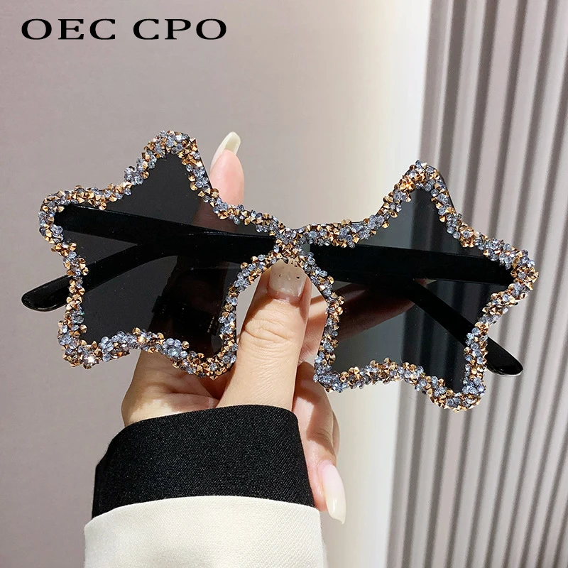 Luksusowe okulary przeciwsłoneczne w kształcie gwiazdy z diamentami, damskie trendy, błyszczące okulary…