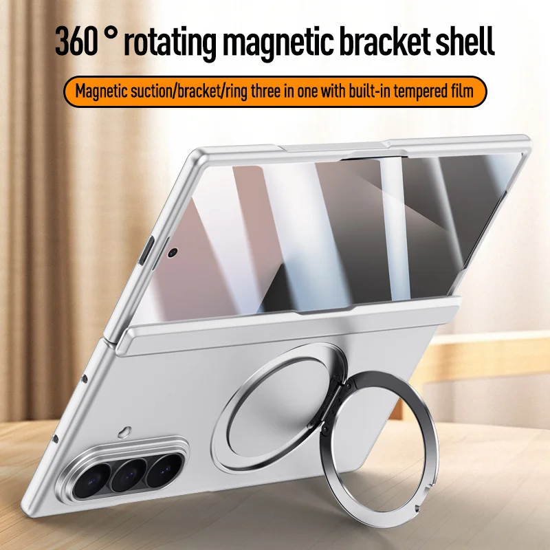 Magnetyczny metalowy uchwyt obrotowy 360° z MagSafe, folia ze szkła hartowanego, pełna ochrona, etui na…