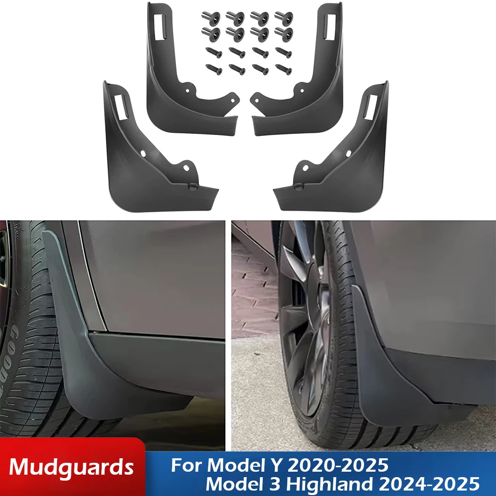 Matowe czarne chlapacze do Tesla Model Y Juniper Model 3 Highland 2020-2025 bez konieczności wiercenia otworów Matowe czarne chlapacze do Tesla Model Y Juniper Model 3 Highland 2020-2025 bez konieczności wiercenia otworów