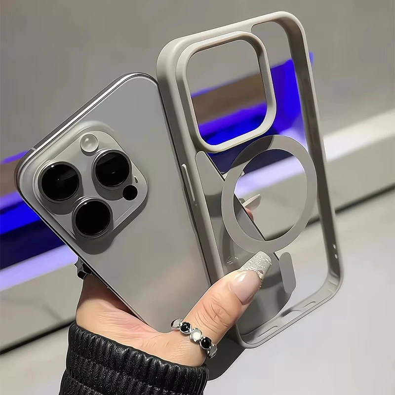 Matowe, naturalne, tytanowe etui z magnetycznym ładowaniem do iPhone’a 16 15 14 13 12 11 Pro Max Plus Mini…