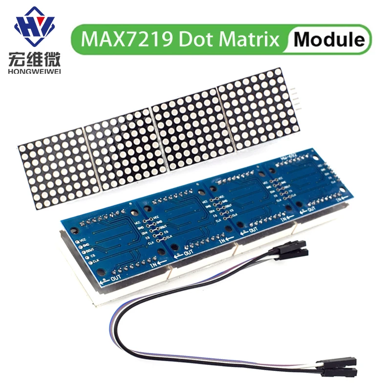MAX7219 Moduł matrycy punktowej 32×8 4 w 1 Moduły wyświetlacza LED Napęd z przewodami 5Pin dla Arduino…