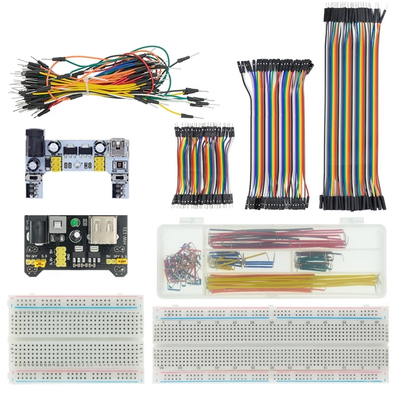 MB-102 MB102 Breadboard 400 830 Point 65 Jumper Wires Solderless PCB Bread Board Test Develop DIY for Arduino… MB-102 MB102 Breadboard 400 830 Point 65 Jumper Wires Solderless PCB Bread Board Test Develop DIY for Arduino…