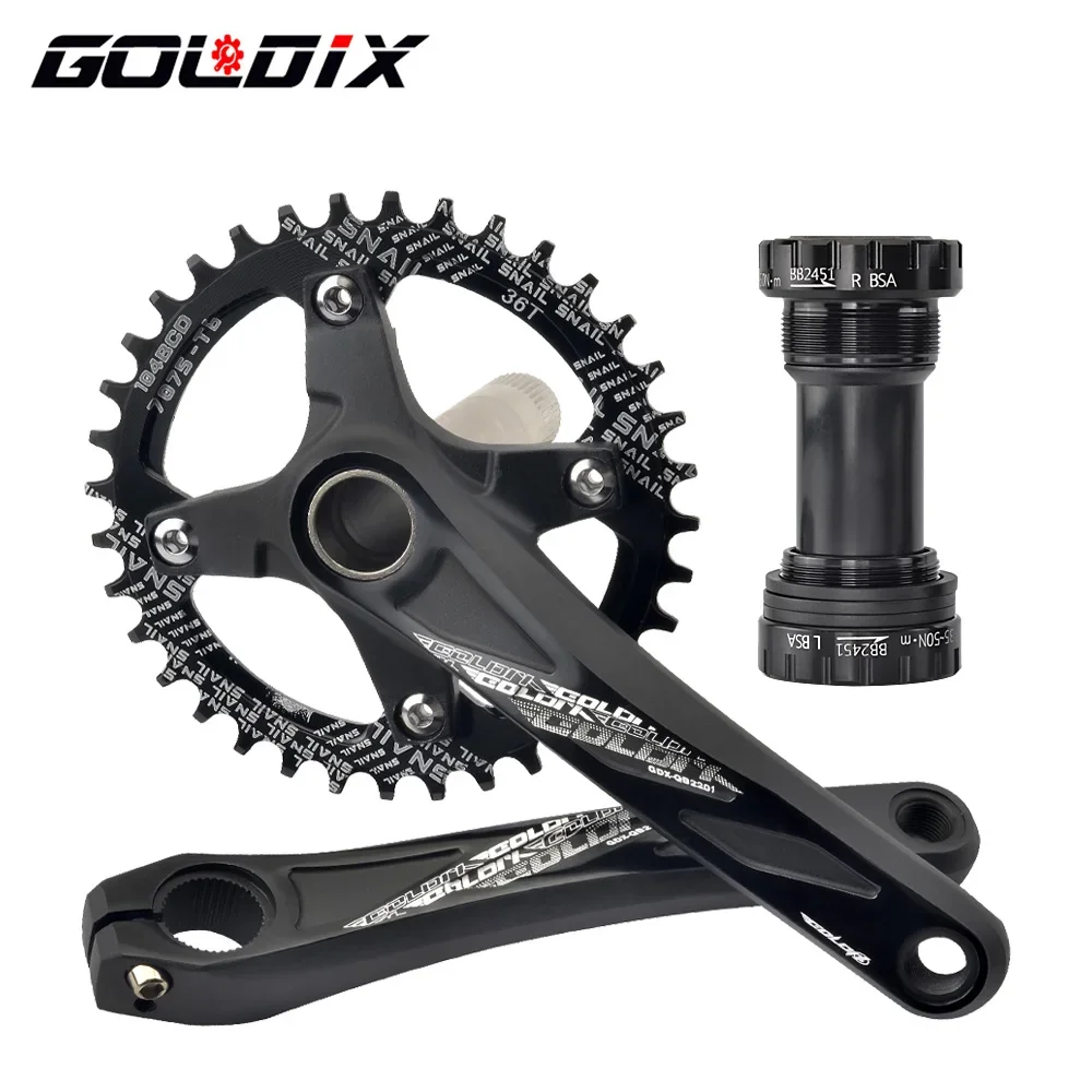Mechanizm korbowy GOLDIX 104BCD MTB 165mm 170mm 175mm, okrągła/owalna tarcza korby 32T/34T/36T/38T, tarcza… Mechanizm korbowy GOLDIX 104BCD MTB 165mm 170mm 175mm, okrągła/owalna tarcza korby 32T/34T/36T/38T, tarcza…