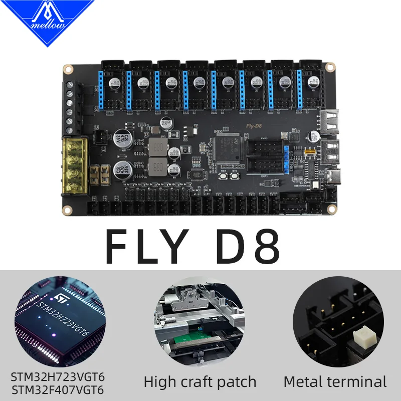 Mellow FLY D8 Board For High-Expandability DIY 3D Printer Accessories Klipper Canbus RS232 Voron 2.4 Trident… Mellow FLY D8 Board For High-Expandability DIY 3D Printer Accessories Klipper Canbus RS232 Voron 2.4 Trident…