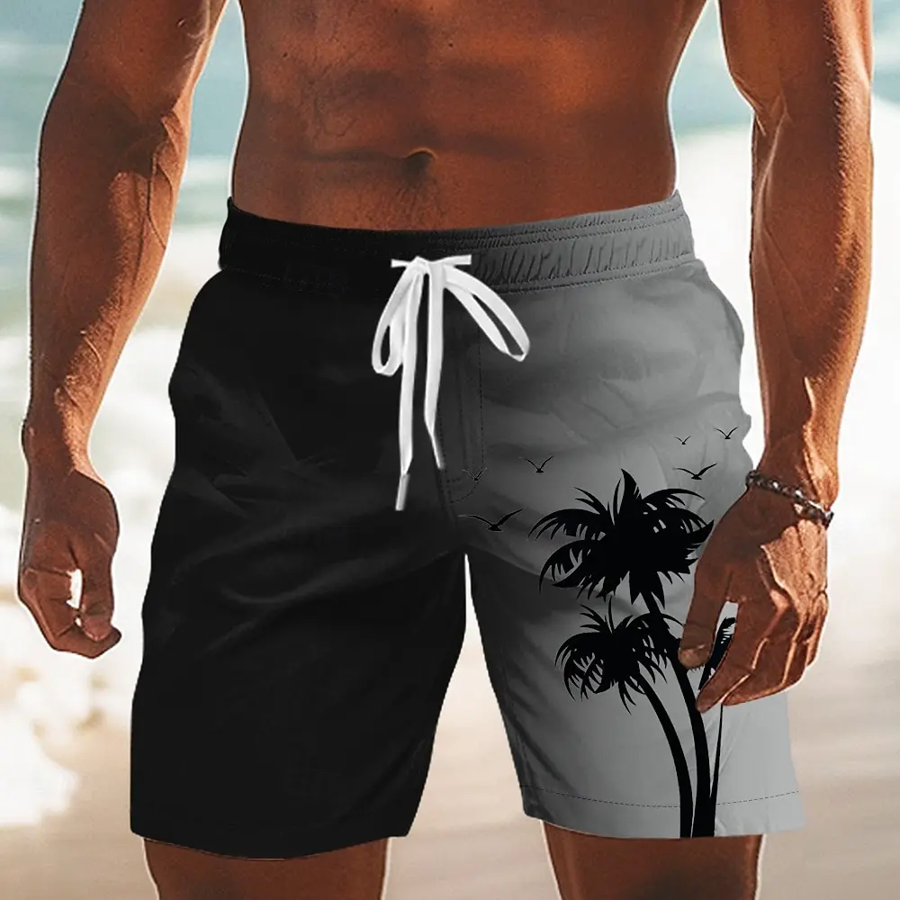 Męskie designerskie szorty kąpielowe na wakacje na plaży, szorty typu boardshorts z gradientem drzew… Męskie designerskie szorty kąpielowe na wakacje na plaży, szorty typu boardshorts z gradientem drzew…