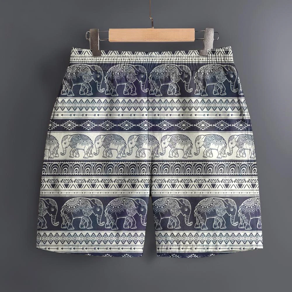 Męskie hawajskie spodenki plażowe 3D Elephant Ethnic Pattern Quick Dry Outdoor Leisure Sports Shorts Modne…