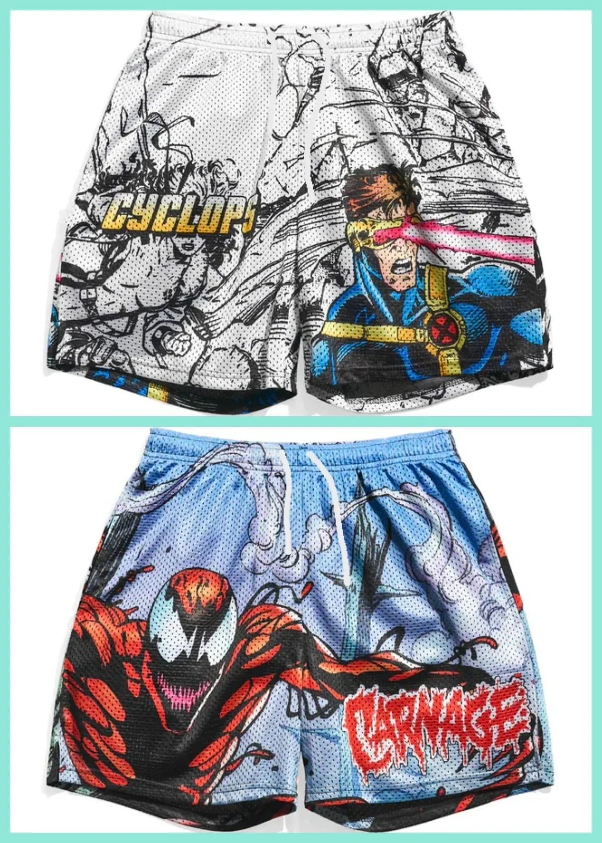 Męskie i dziecięce retro modne szorty sportowe w stylu komiksowym, czarno-białe rysunki liniowe, kolorowe… Męskie i dziecięce retro modne szorty sportowe w stylu komiksowym, czarno-białe rysunki liniowe, kolorowe…