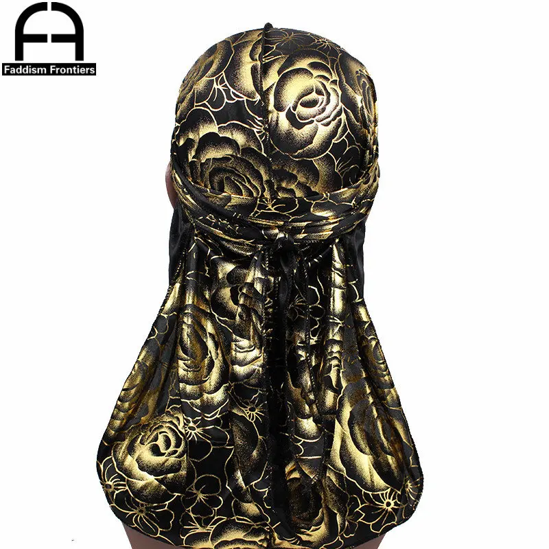 Męskie jedwabiste różowe Durags i damskie Bonnet Set Turban Bandany Nakrycia głowy Akcesoria do włosów Pokrywa…