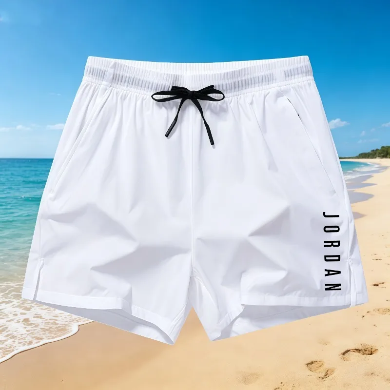 Męskie letnie szorty plażowe Jordan z nadrukiem liter, z kieszeniami, luźne szorty typu boardshorts idealne na…