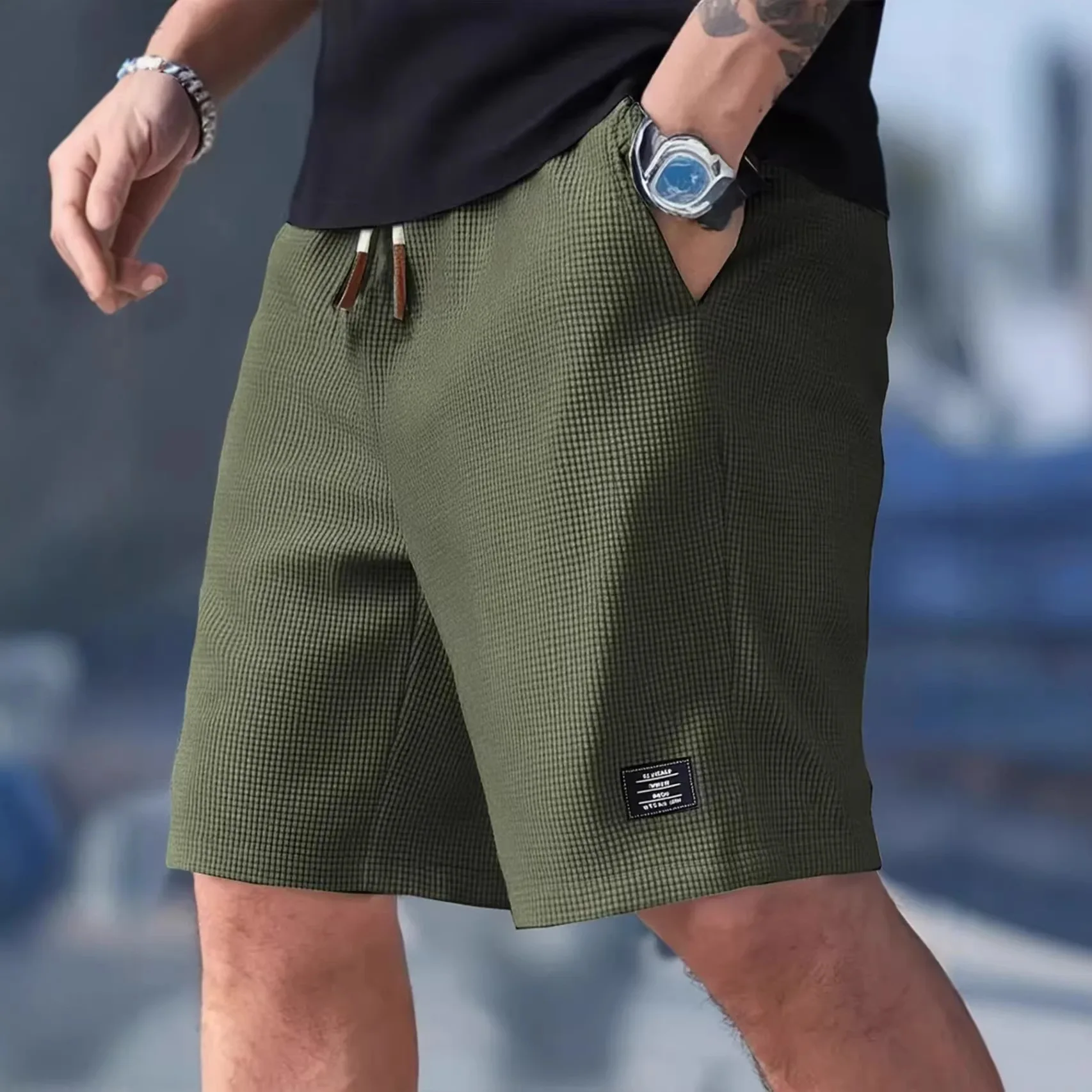 Męskie szorty cargo vintage, letnie modne retro szorty z sztruksu, męskie codzienne szorty w jednolitym… Męskie szorty cargo vintage, letnie modne retro szorty z sztruksu, męskie codzienne szorty w jednolitym…