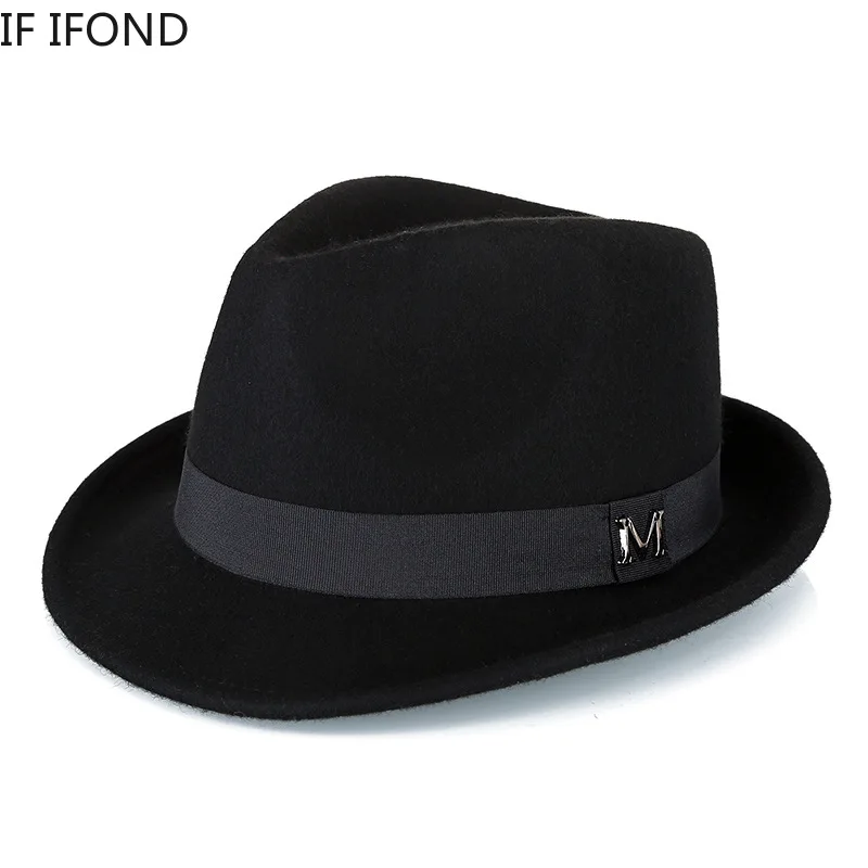 Męskie zimowe grube ciepłe filcowe kapelusze Fedora wełniane dżentelmen jazzowa czapka Homburg męski klasyczny… Męskie zimowe grube ciepłe filcowe kapelusze Fedora wełniane dżentelmen jazzowa czapka Homburg męski klasyczny…