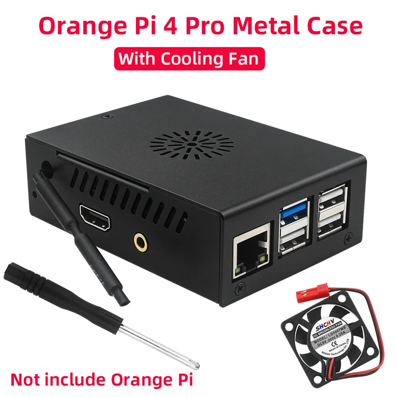Metalowa obudowa Orange Pi 4 Pro, czarna, ze stopu aluminium, z opcjonalnym wentylatorem chłodzącym, pasywny… Metalowa obudowa Orange Pi 4 Pro, czarna, ze stopu aluminium, z opcjonalnym wentylatorem chłodzącym, pasywny…