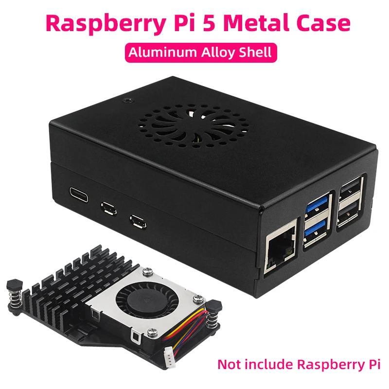 Metalowa obudowa Raspberry Pi 5 Obudowa ze stopu aluminium kompatybilna z aktywną chłodnicą dla RPI 5 Pi5 Metalowa obudowa Raspberry Pi 5 Obudowa ze stopu aluminium kompatybilna z aktywną chłodnicą dla RPI 5 Pi5