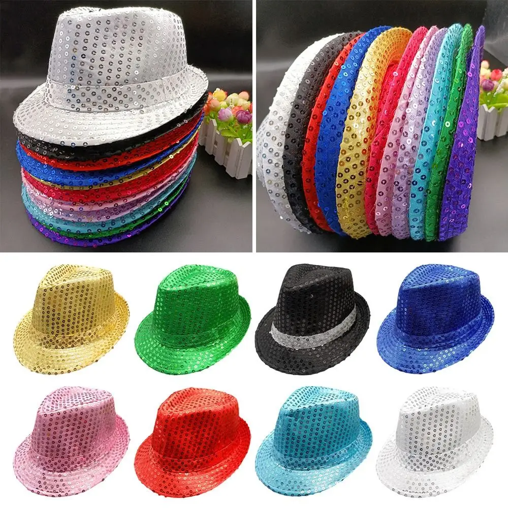 Mężczyźni Kobiety Jazz Hat Cekiny Ozdobione Scena Taniec Performance Cap Party Holiday Hat