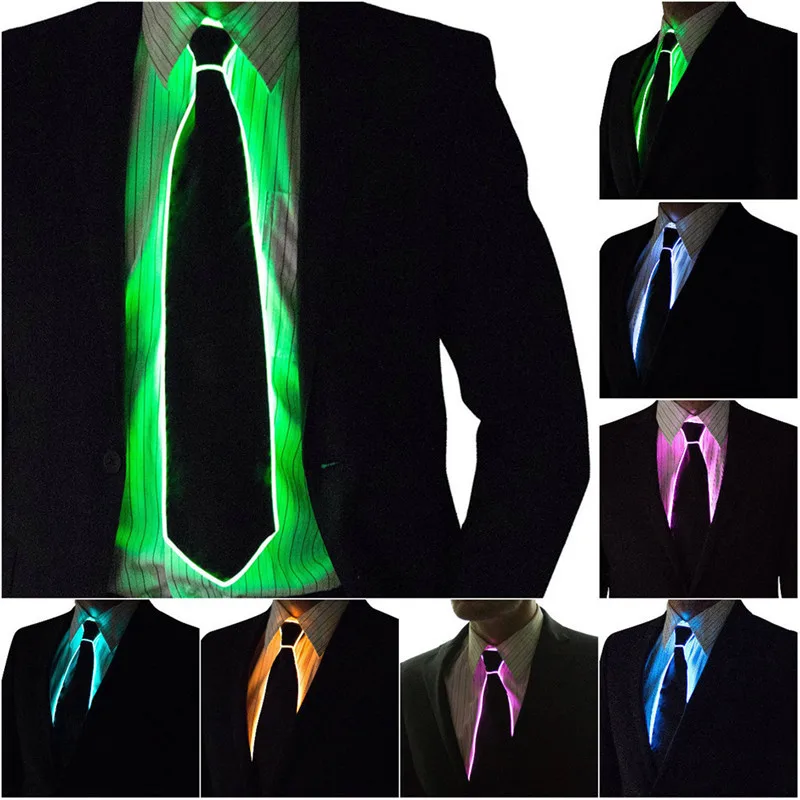 Mężczyźni Świecący Krawat EL Wire Neon LED Luminous Party Haloween Christmas Luminous Light Up Decoration DJ… Mężczyźni Świecący Krawat EL Wire Neon LED Luminous Party Haloween Christmas Luminous Light Up Decoration DJ…