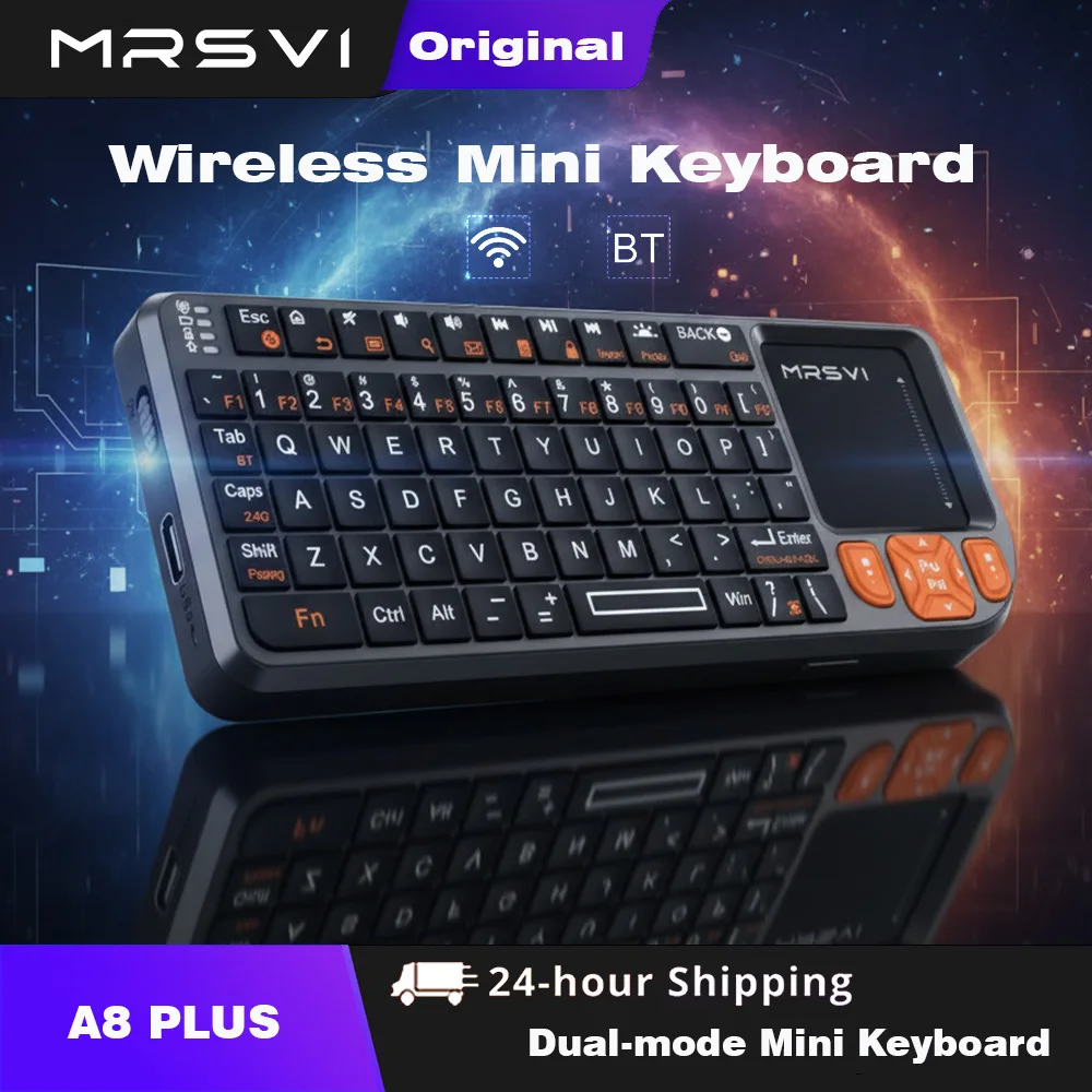 Mini klawiatura MRSVI A8 PLUS, podświetlana bezprzewodowa klawiatura 2.4GHz i Bluetooth 5.0 z touchpadem do… Mini klawiatura MRSVI A8 PLUS, podświetlana bezprzewodowa klawiatura 2.4GHz i Bluetooth 5.0 z touchpadem do…