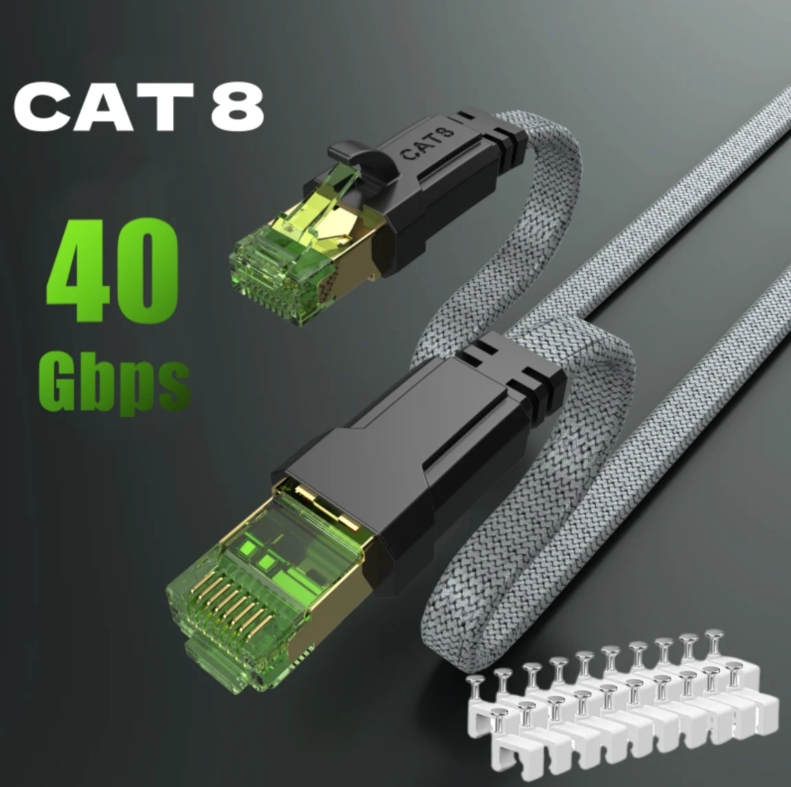 MIZIQIER długi płaski kabel sieciowy CAT 8 40 Gb/s SFTP RJ45 LAN Kabel krosowy do modemu routera do gier PC… MIZIQIER długi płaski kabel sieciowy CAT 8 40 Gb/s SFTP RJ45 LAN Kabel krosowy do modemu routera do gier PC…