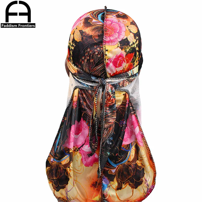 Moda męska Silky Durags Turban bandany nadruk kwiat mężczyźni Durag fala czapki nakrycia głowy Doo szmata… Moda męska Silky Durags Turban bandany nadruk kwiat mężczyźni Durag fala czapki nakrycia głowy Doo szmata…