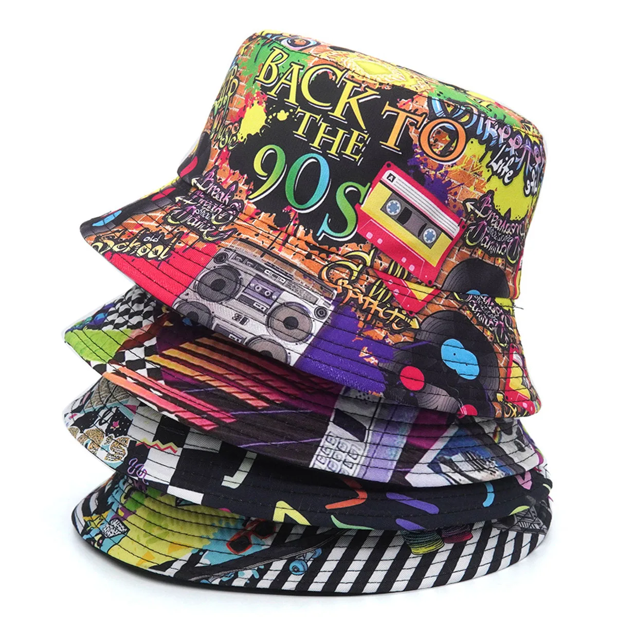 Moda Retro 80. 90. Kapelusz typu Bucket dla mężczyzn kobiety zabawny letni kapelusz wędkarski na plażę…