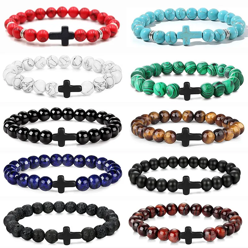 Modlitwa mężczyźni kamień naturalny koraliki drewniane różaniec hematyt krzyż bransoletki Onyx bransoletka… Modlitwa mężczyźni kamień naturalny koraliki drewniane różaniec hematyt krzyż bransoletki Onyx bransoletka…