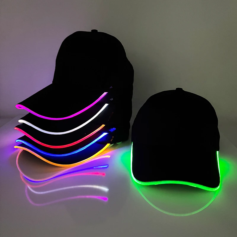 Modna świecąca czapka z daszkiem LED Luminous Hip Hop Rap Cap DJ Dance NightClub Bar Party Props Neon Hiphop…