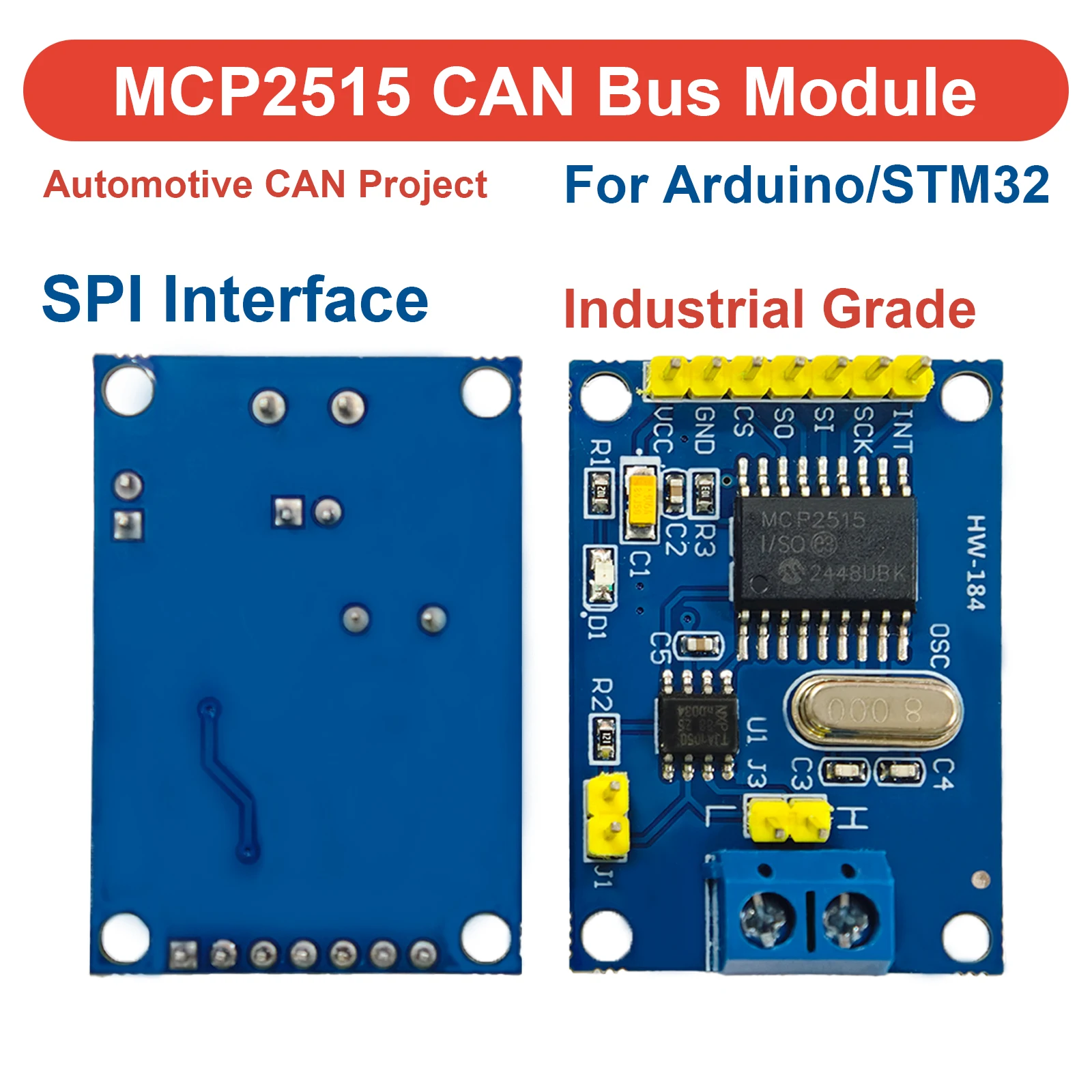 Moduł CAN Bus MCP2515 z interfejsem SPI TJA1050, szybki, przemysłowy, do Arduino, STM32, 51 MCU, do zastosowań… Moduł CAN Bus MCP2515 z interfejsem SPI TJA1050, szybki, przemysłowy, do Arduino, STM32, 51 MCU, do zastosowań…