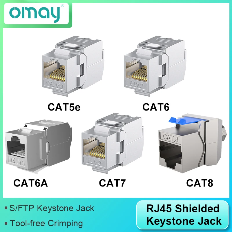 Moduł gniazda RJ45 Keystone CAT8 Cat7 CAT6A bez użycia narzędzi, ekranowany STP, samozaciskowy, CAT6 CAT5E…