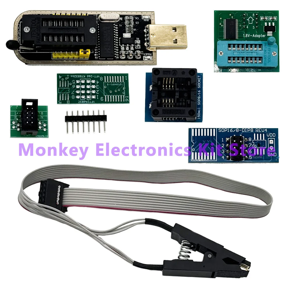 Moduł programatora CH341A/B DIY KIT 24 25 Series EEPROM Flash BIOS USB + SOIC8 SOP8 Klips testowy do EEPROM… Moduł programatora CH341A/B DIY KIT 24 25 Series EEPROM Flash BIOS USB + SOIC8 SOP8 Klips testowy do EEPROM…