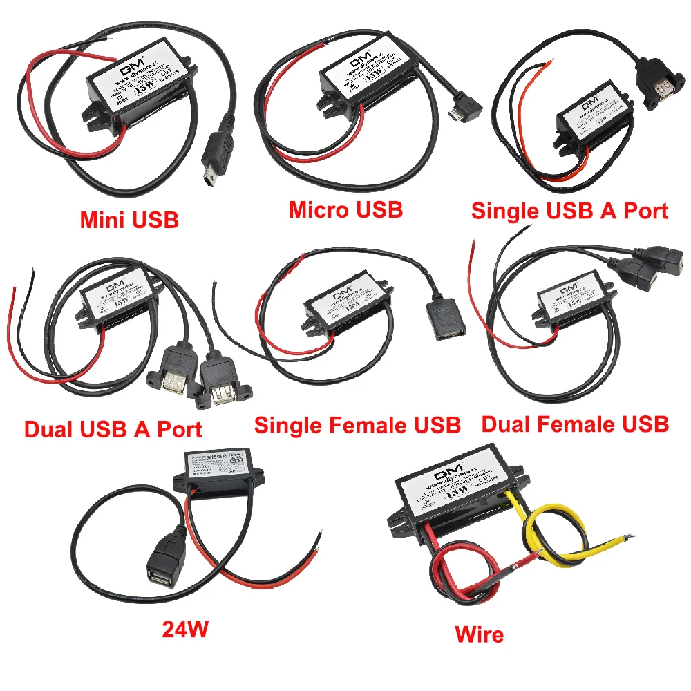Moduł przetwornicy DC-DC obniżającej napięcie (step-down) 12V na 5V 2A 3A 15W 24W, zasilacz, adapter Mini USB… Moduł przetwornicy DC-DC obniżającej napięcie (step-down) 12V na 5V 2A 3A 15W 24W, zasilacz, adapter Mini USB…