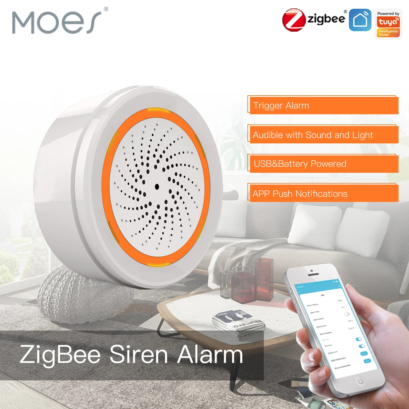 MOES Tuya ZigBee Inteligentny czujnik syreny dźwiękowej i świetlnej 90dB Smart Life Siren System… MOES Tuya ZigBee Inteligentny czujnik syreny dźwiękowej i świetlnej 90dB Smart Life Siren System…