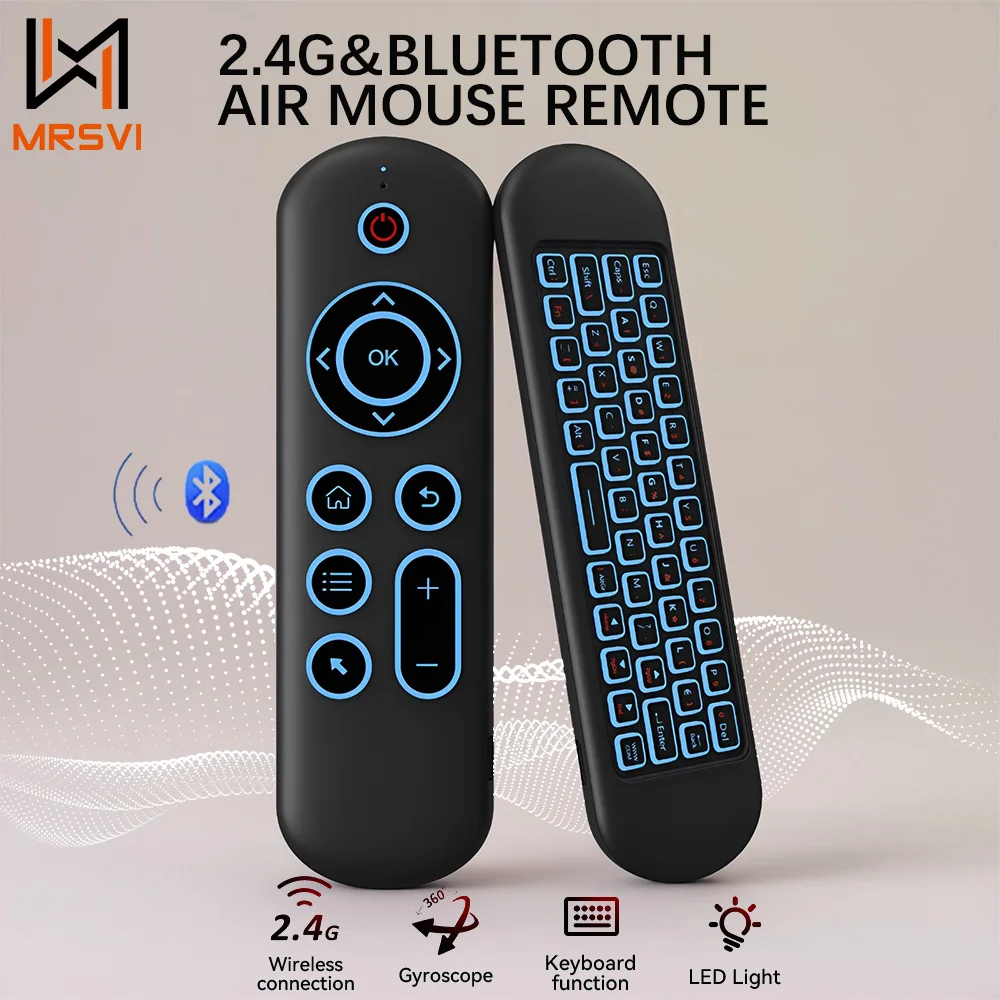 MRSVI Air Mouse Pilot Zdalnego Sterowania M5 Bezprzewodowy 2.4G i Bluetooth z 7-kolorowym Podświetleniem…