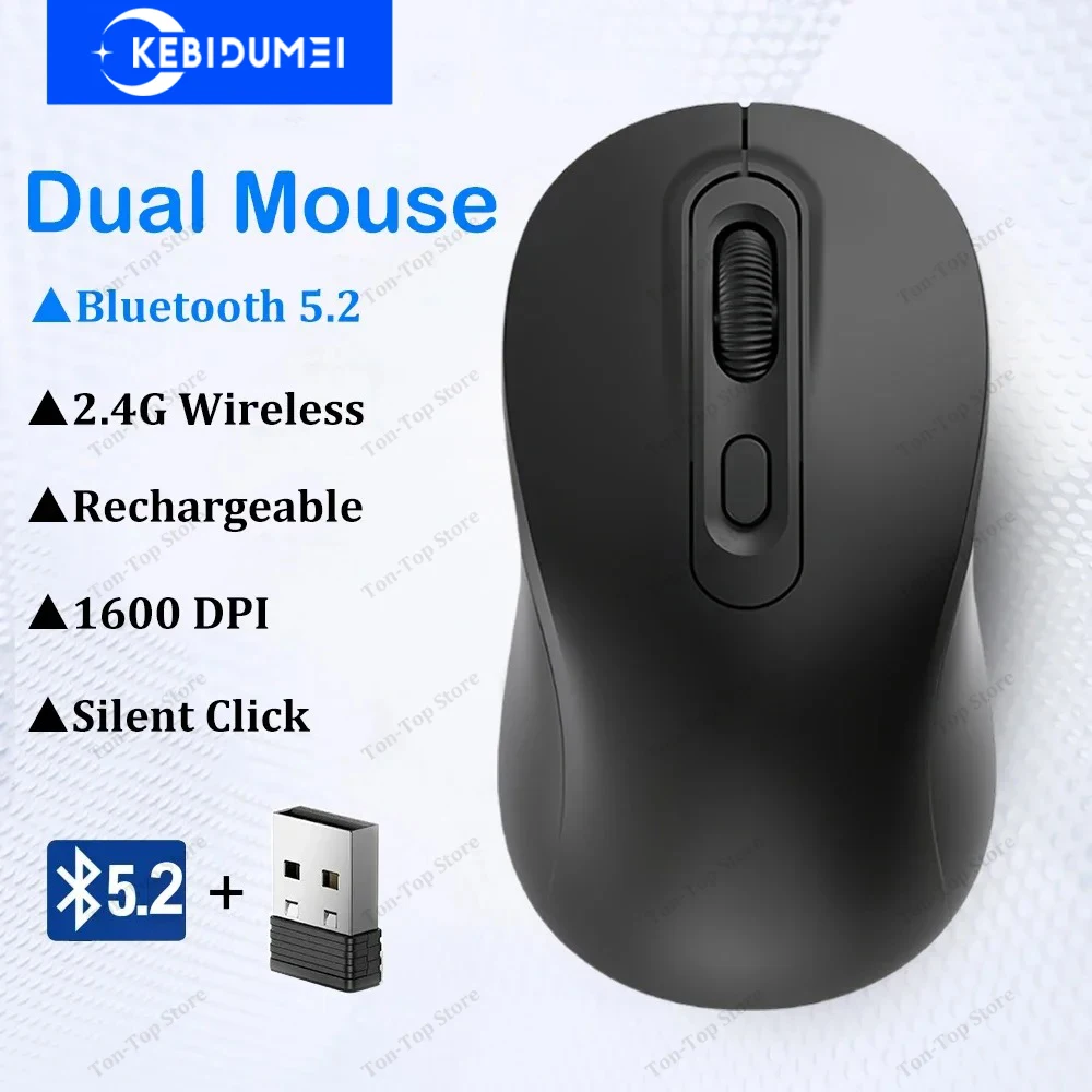 Mysz Bluetooth 5.2 Mysz bezprzewodowa 2.4G Akumulatorowa mysz do gier z podwójnym trybem Cicha mysz 1600 DPI… Mysz Bluetooth 5.2 Mysz bezprzewodowa 2.4G Akumulatorowa mysz do gier z podwójnym trybem Cicha mysz 1600 DPI…