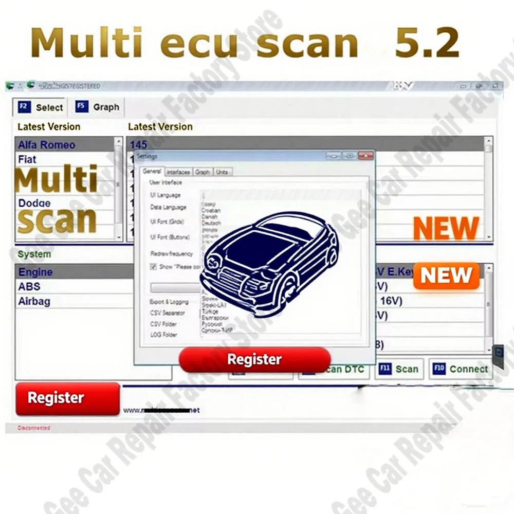 Najnowszy Multiecuscan V5.2 z Registrowanym Nieograniczonym Keygenem do Narzędzi Skanujących OBD2, Multi Ecu…