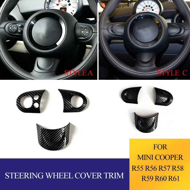 Naklejka na panel kierownicy samochodowej z włókna węglowego ABS do MINI COOPER R55 R56 R57 R58 R59 R60 R61