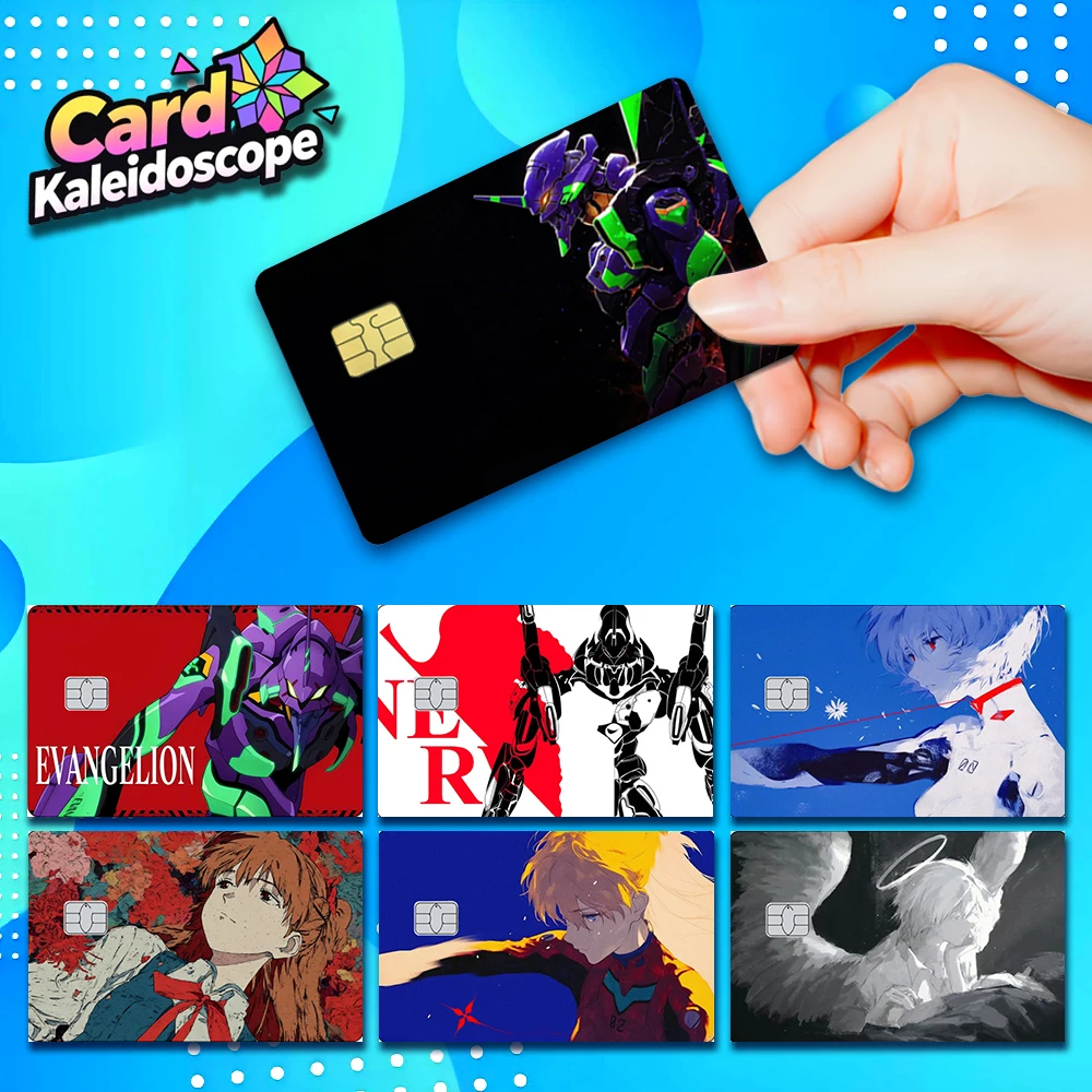 Naklejki na karty kredytowe Anime EVA z Asuką i Ayanami Rei, naklejki dekoracyjne na karty VISA, JCB…