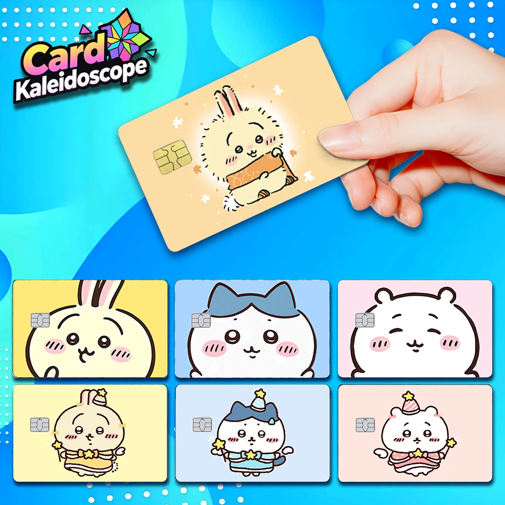 Naklejki na karty kredytowe Kawaii Chiikawas, urocze naklejki z kreskówkami na VISA, JCB, Mastercard i inne…