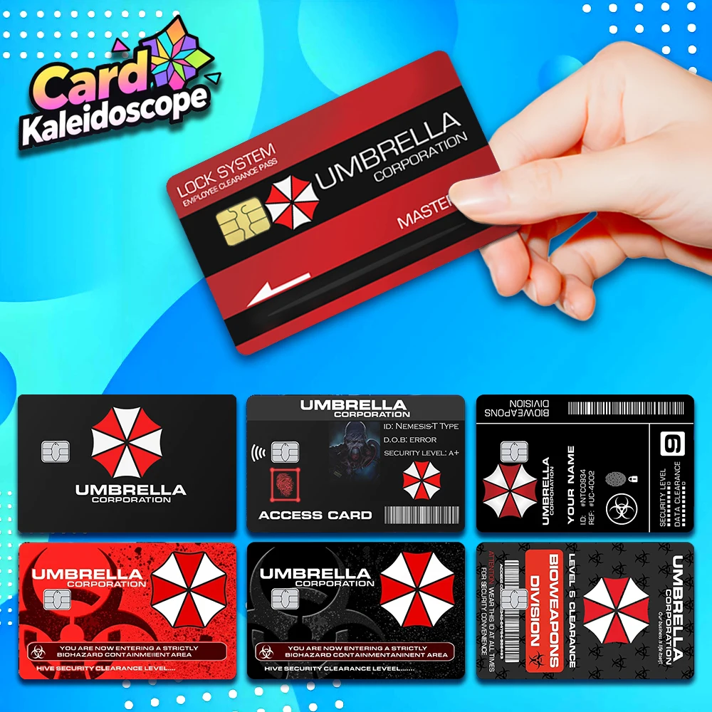 Naklejki na karty kredytowe serii Umbrella Company Employee Card, naklejki na karty VISA, JCB, Mastercard i…